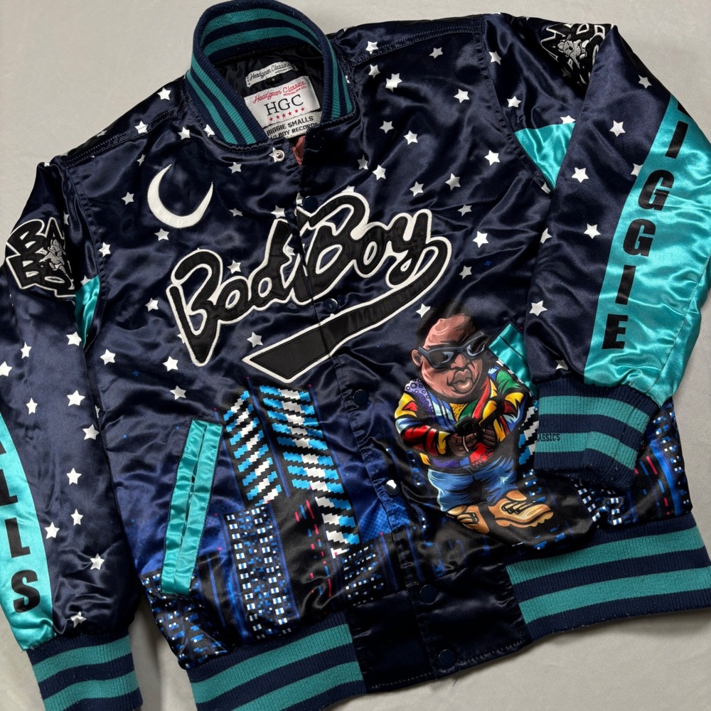 Headgear‎ Classics Biggie Smalls Jacket Mens Small Navy Bad Boy Records Varsity